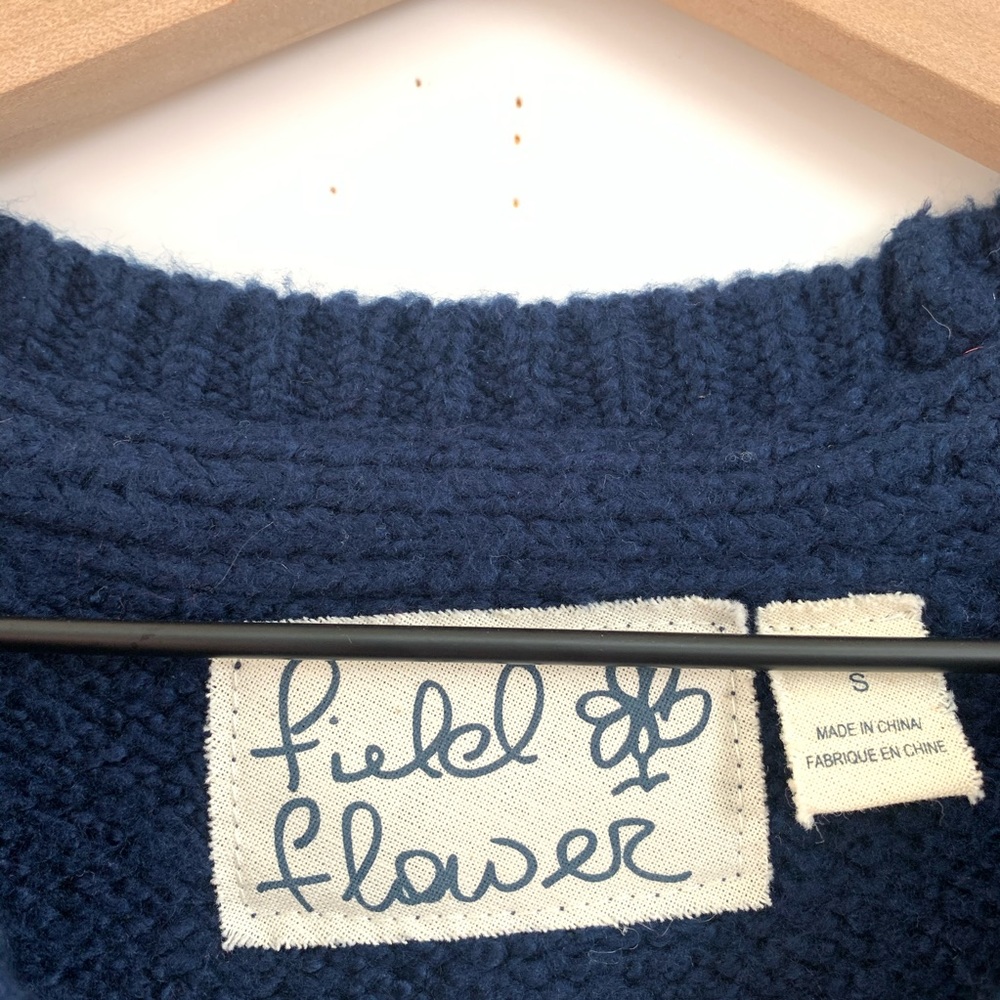 Anthropologie Navy Crewneck Sweater with Multicolor Pom Detail - Picture 6 of 8